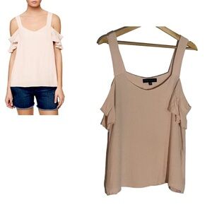 Anthropologie Cold-Shoulder Soft Pink Flutter Sleeve Top - Womens Large